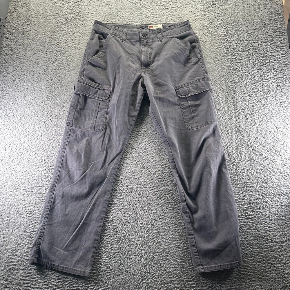 Wrangler Pant Mens 34x31 Gray Cargo Straight Relaxed Workwear Utility Tactical